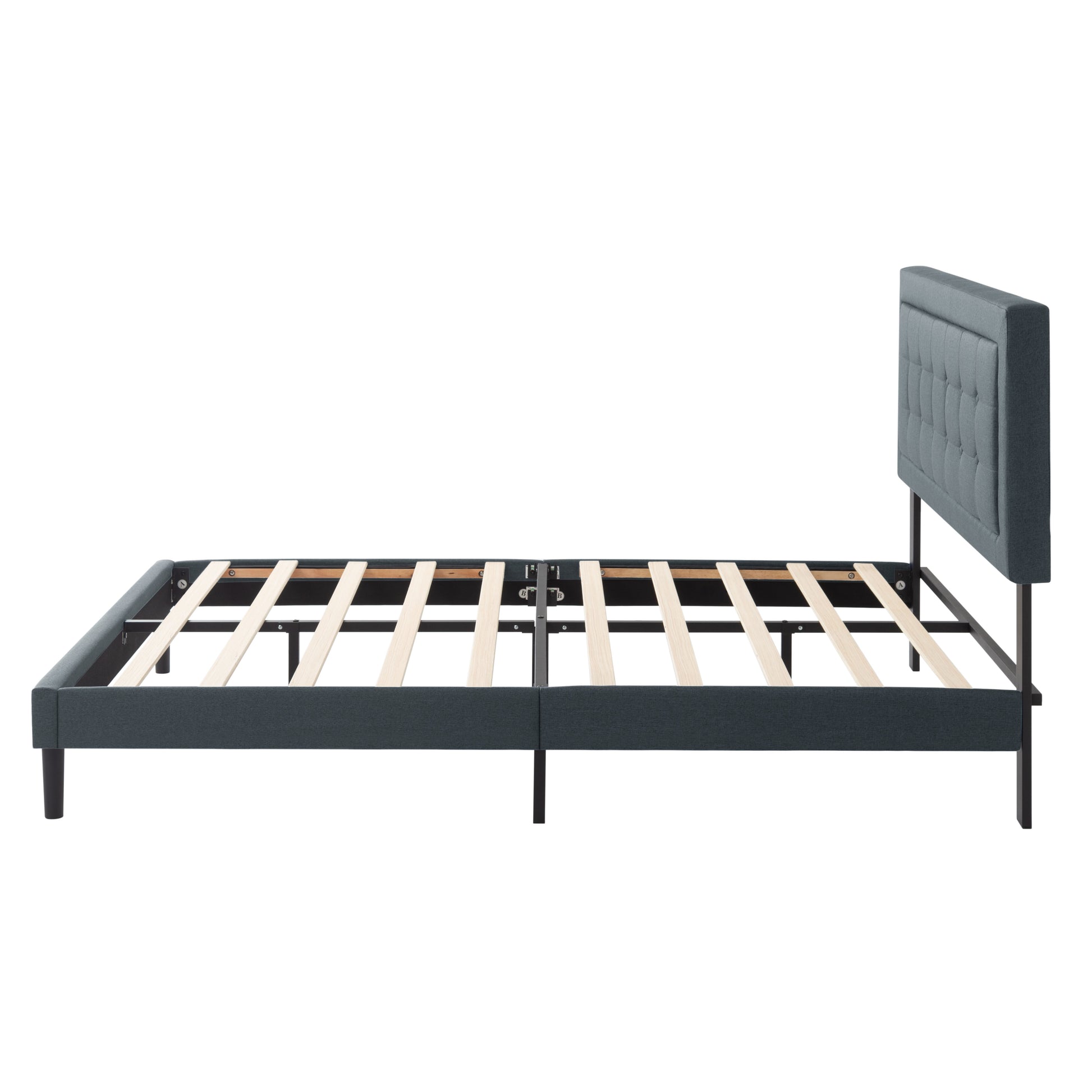 King Size Linen Upholstered Bed Frame Dark Gray for Bedroom