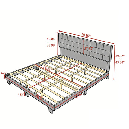 King Size Linen Upholstered Bed Frame Dark Gray for Bedroom