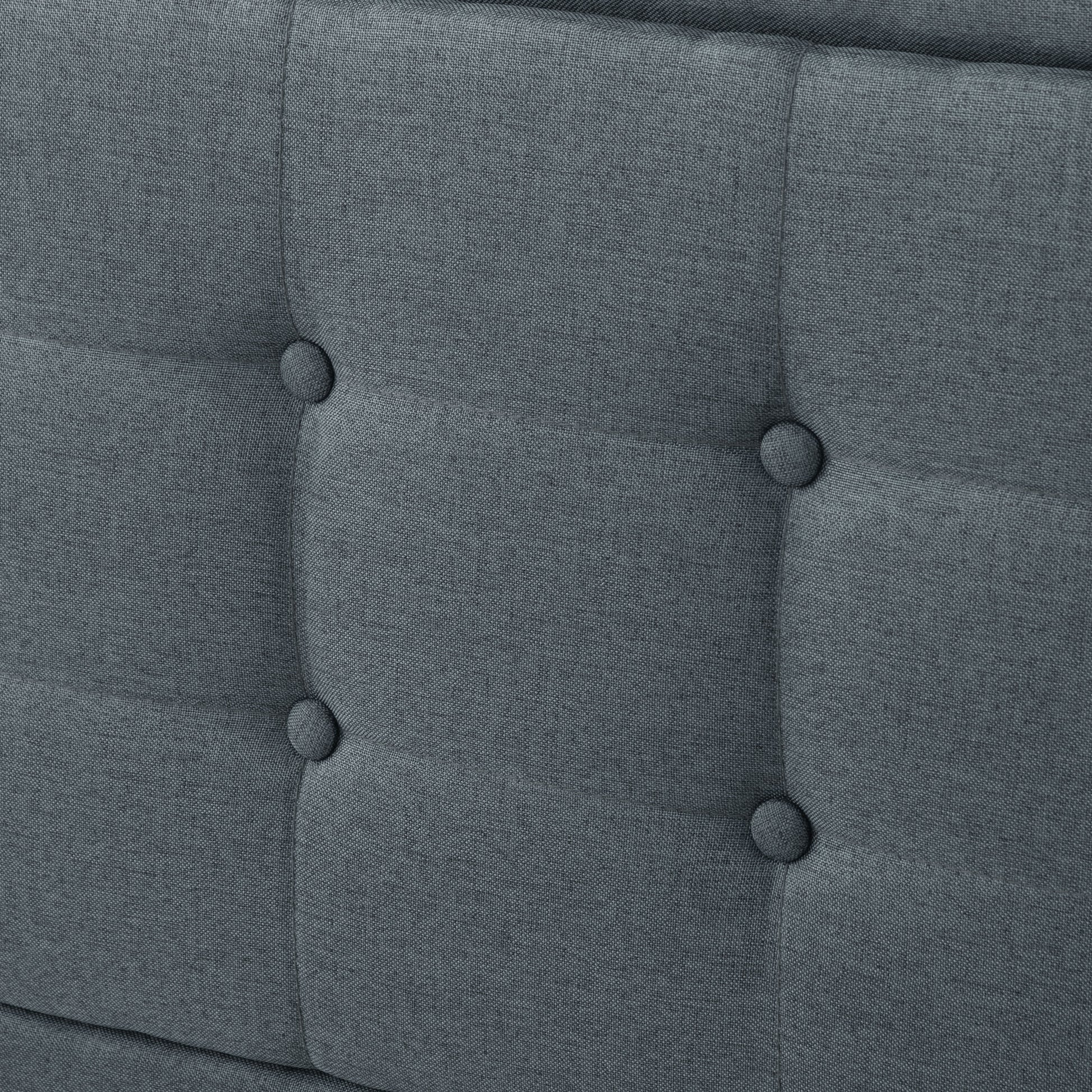 King Size Linen Upholstered Bed Frame Dark Gray for Bedroom