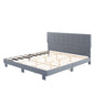 King Size Platform Bed Frame, Upholstered Tufted Headboard with Solid Wood Slats Support, Light Gray