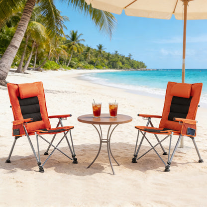 Orange Polyester Folding Camping Chair - Garden Patio Seating