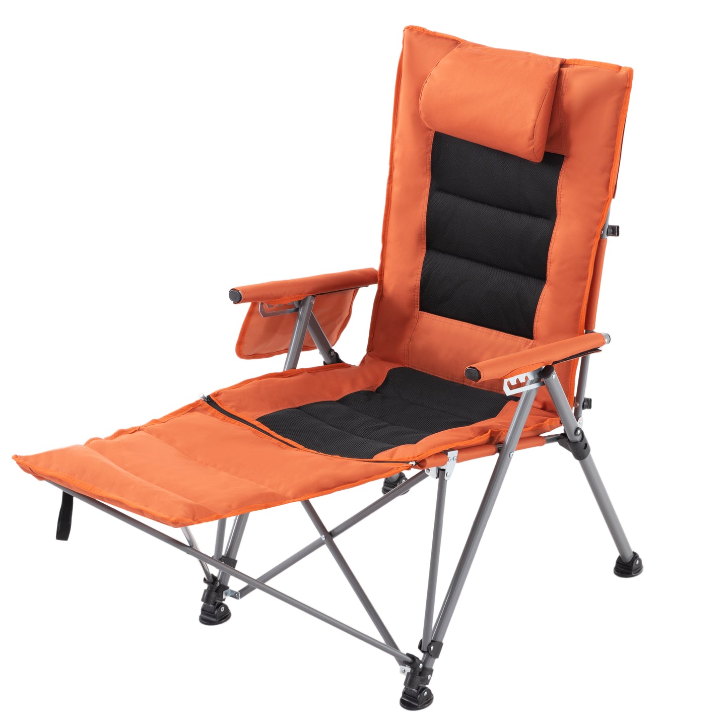 Orange Polyester Folding Camping Chair - Garden Patio Seating