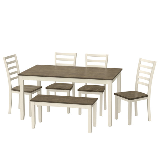 Brown And White 6 Piece Dining Table Set
