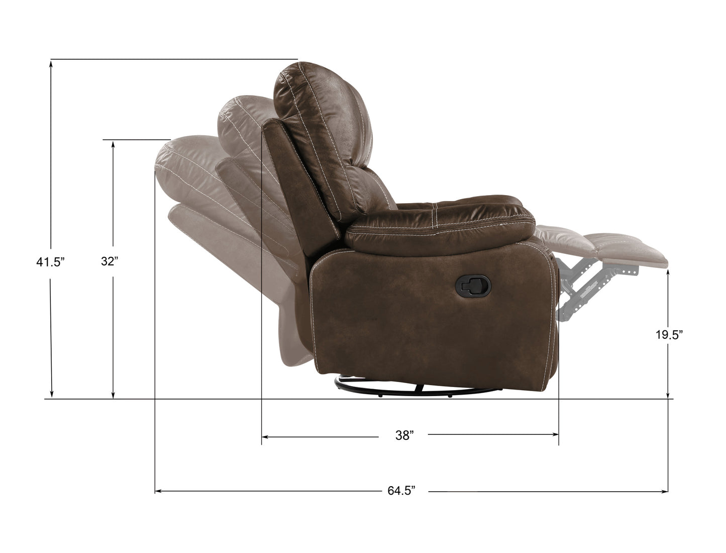 86" Brown Fabric Reclining Sofa with USB Charging