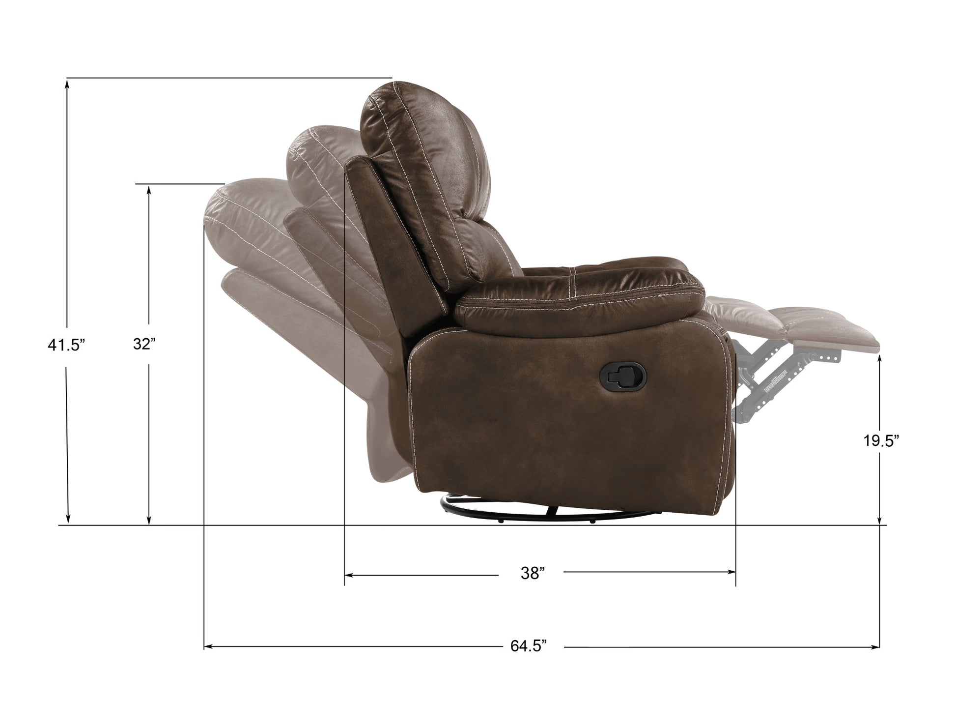 86" Brown Fabric Reclining Sofa with USB Charging
