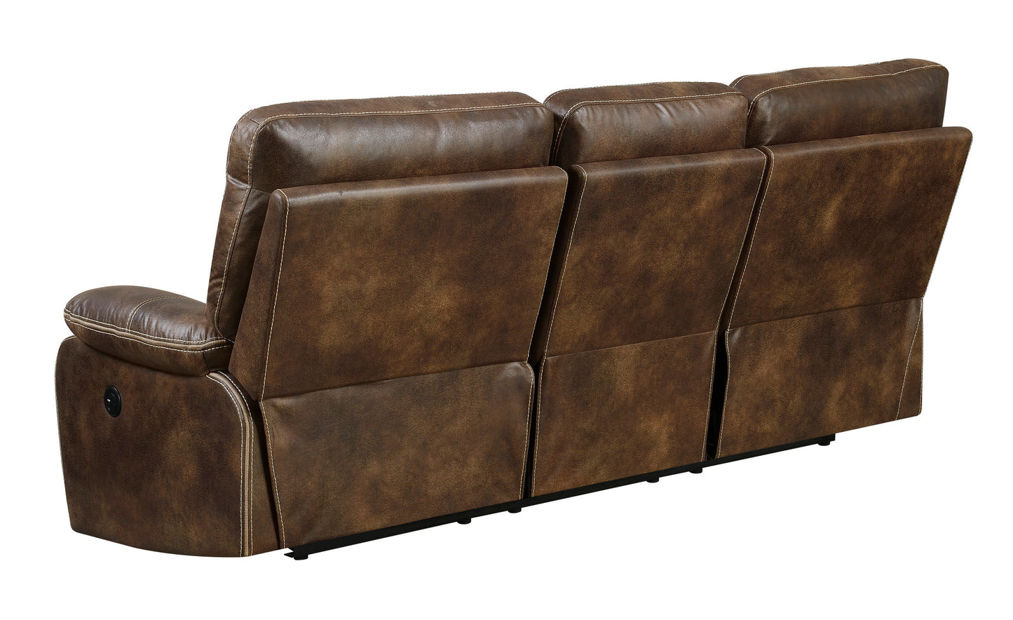 86" Brown Fabric Reclining Sofa with USB Charging