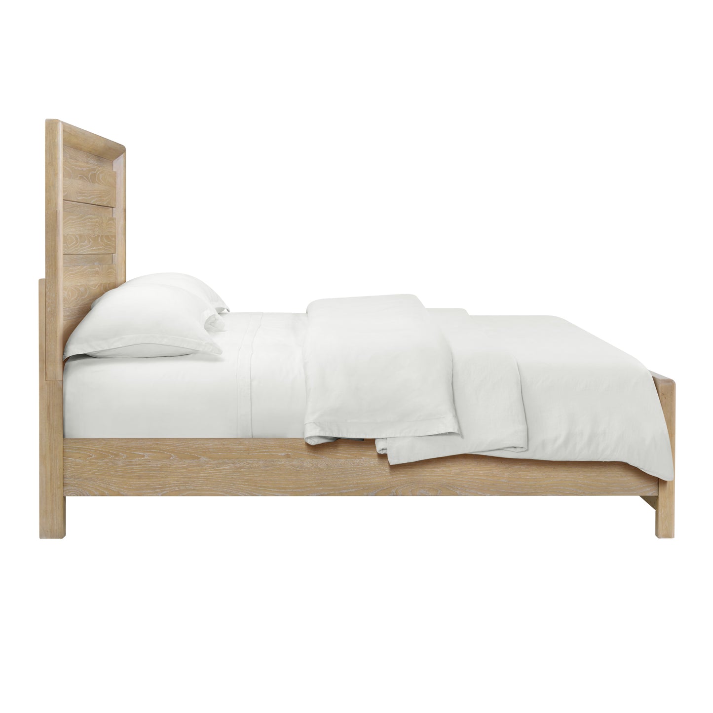 Queen Brown Wood Bed Frame Coastal Contemporary