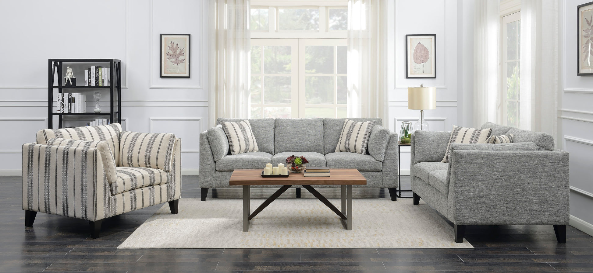 3 Seat Gray Fabric Sofa - 84" Wide for Living Room Apartments