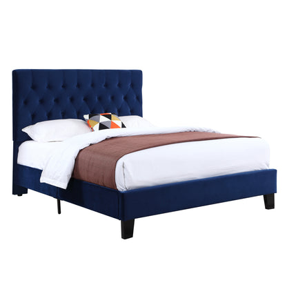 California King Blue Fabric Upholstered Bed