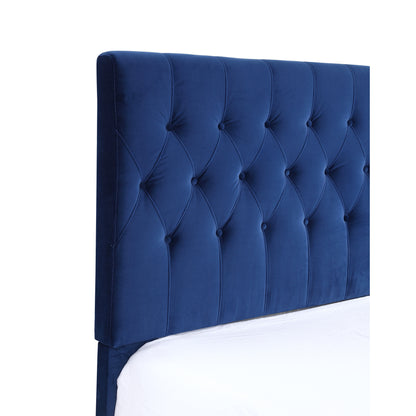 California King Blue Fabric Upholstered Bed