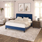 Blue Cal King Upholstered Bed