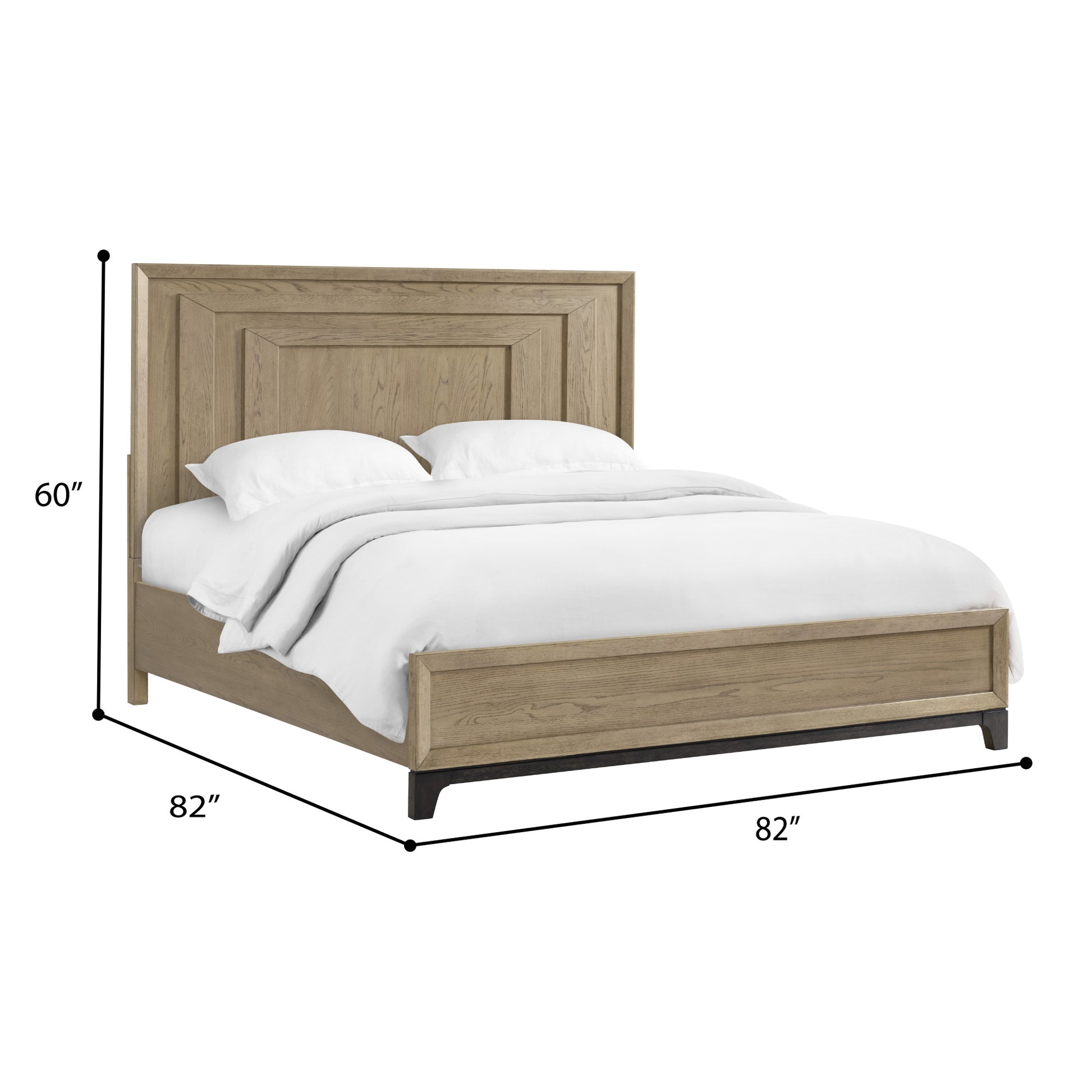 King Size Brown Wood Panel Bed Frame for Bedroom