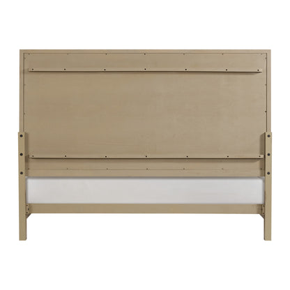 King Size Brown Wood Panel Bed Frame for Bedroom