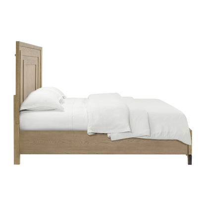 King Size Brown Wood Panel Bed Frame for Bedroom