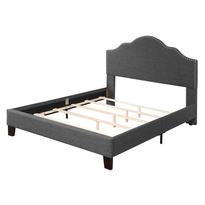 Gray King Upholstered Bed - Fabric Frame