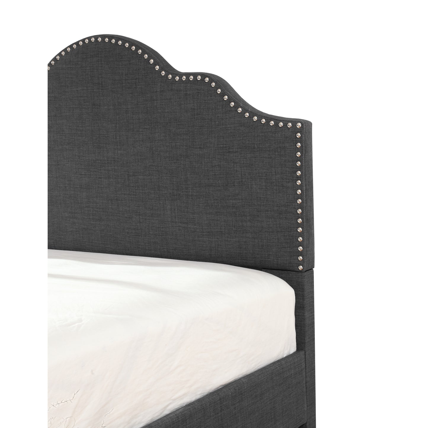 Gray King Upholstered Bed - Fabric Frame