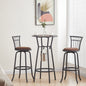3 Bar Table and Chairs Set for Dining Room Industrial Counter Height Bar Chairs with Metal Back, Fabric Seat