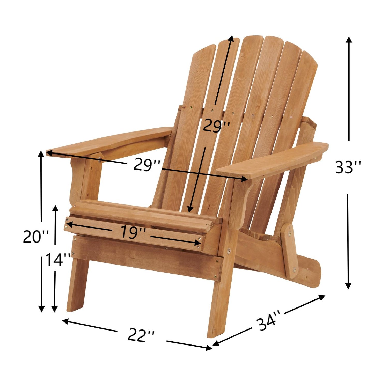 Oversize Solid Wood Adirondack Chair for Garden and Poolside Seating