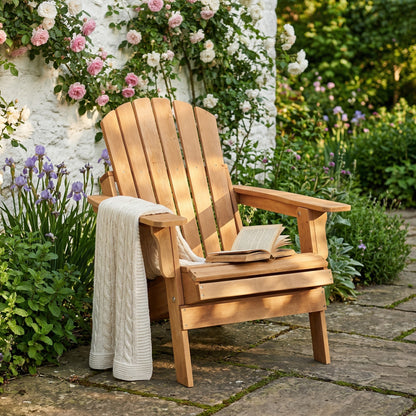 Oversize Solid Wood Adirondack Chair for Garden and Poolside Seating