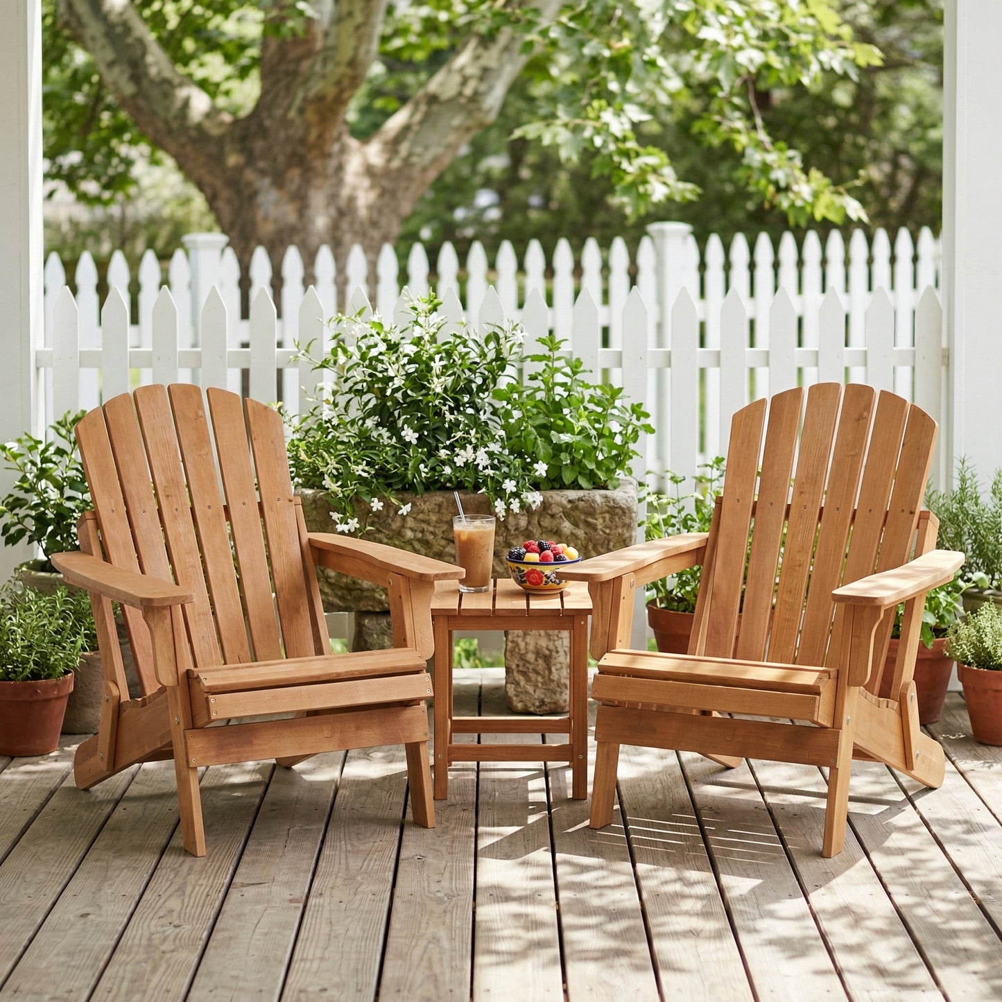 Oversize Solid Wood Adirondack Chair for Garden and Poolside Seating