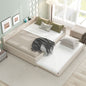 Queen Size Upholstered Platform Bed with USB and Twin Size Trundle, Beige(Old SKU: DL000559AAA-1)