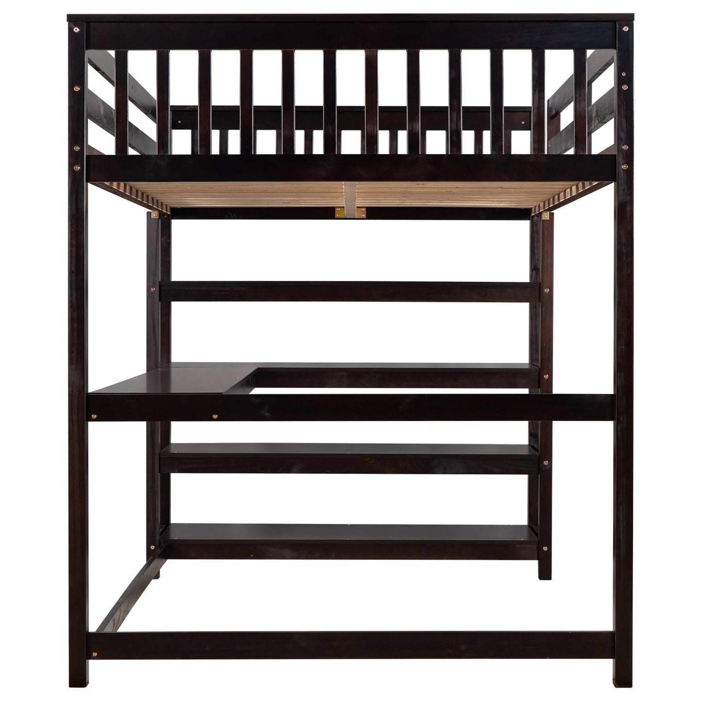 Espresso Full Size Loft Bed with Storage for Bedroom