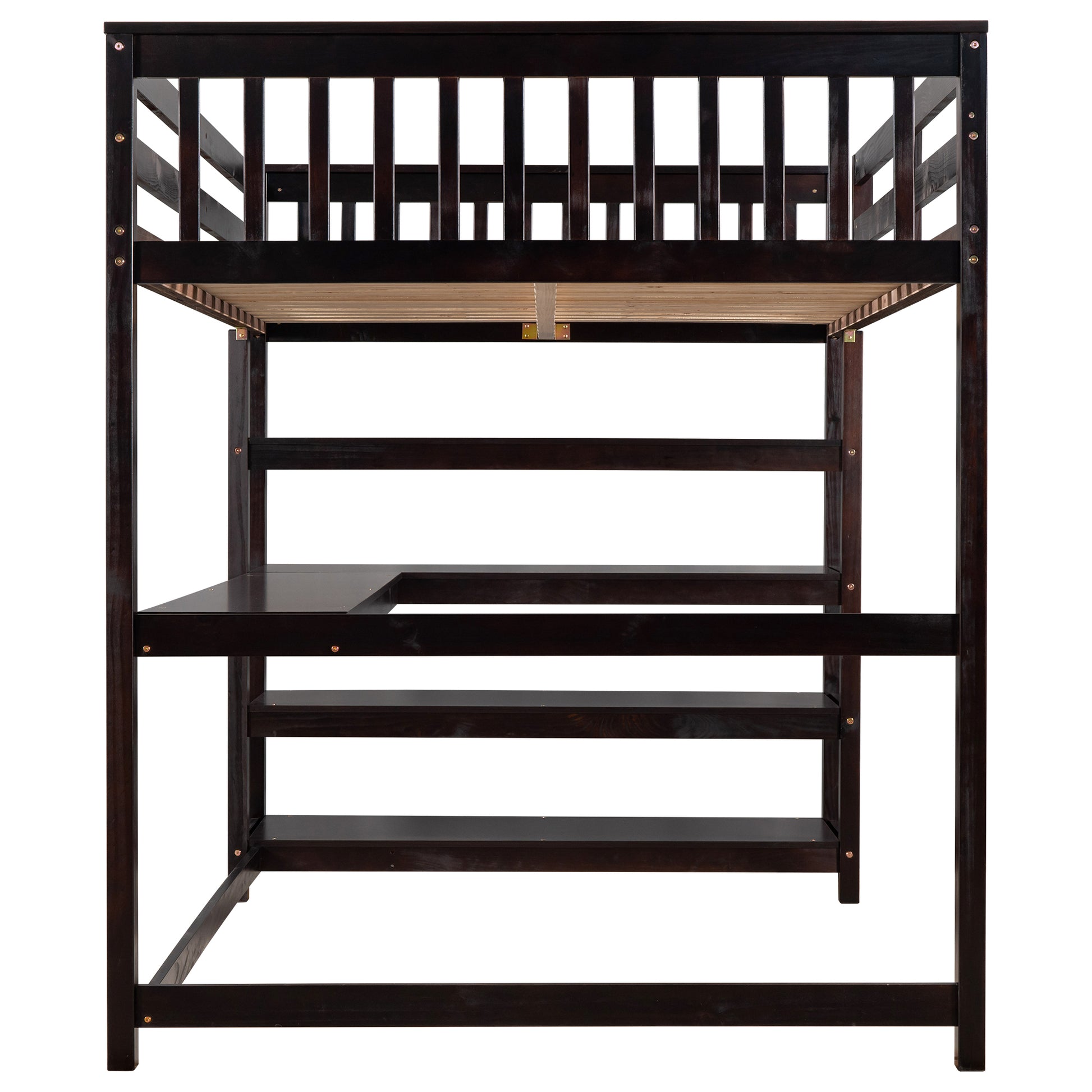 Espresso Full Size Loft Bed with Storage for Bedroom