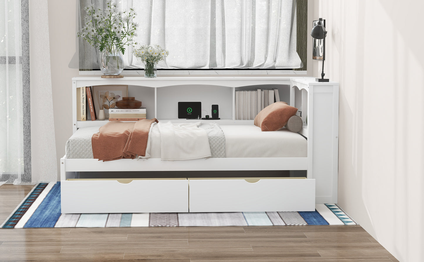 Twin Size White Daybed with Storage Drawers
