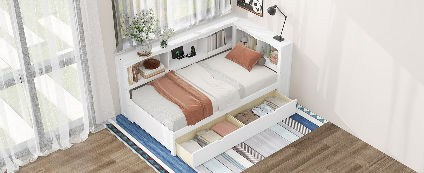 Twin Size White Daybed with Storage Drawers