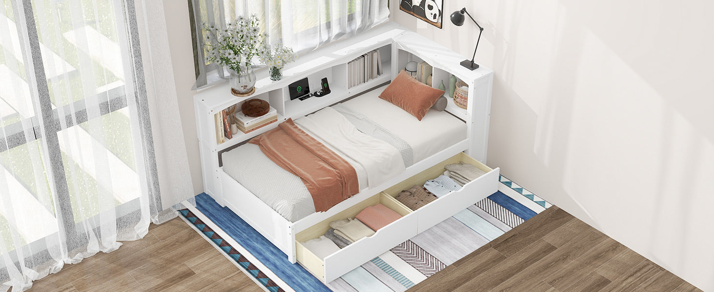Twin Size White Daybed with Storage Drawers