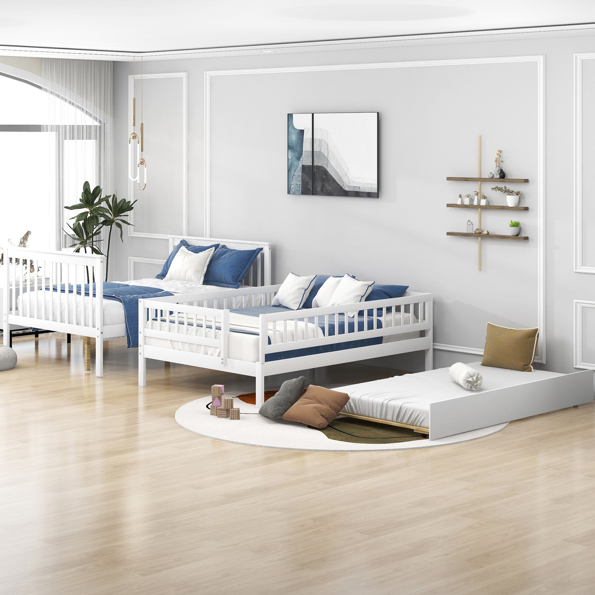 Full Over Full Bunk Bed - White Pine Frame for Bedroom