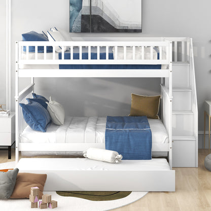 Full Over Full Bunk Bed - White Pine Frame for Bedroom
