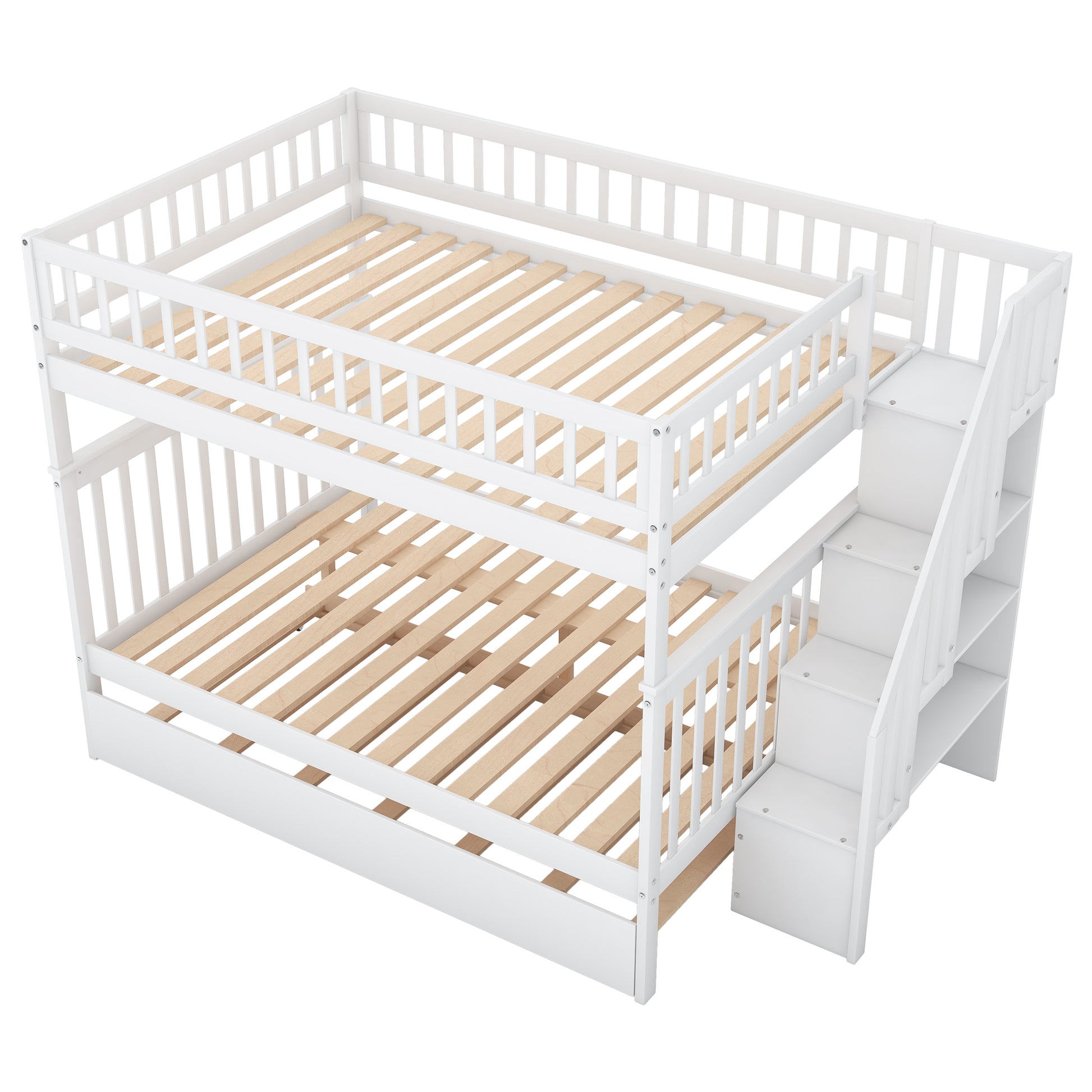 Full Over Full Bunk Bed - White Pine Frame for Bedroom