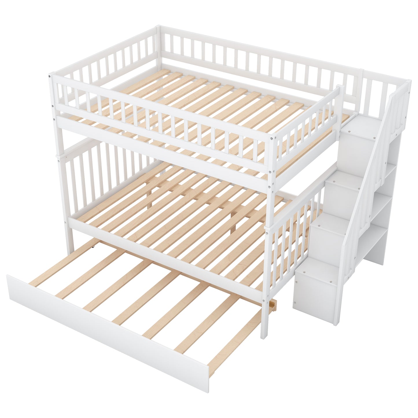 Full Over Full Bunk Bed - White Pine Frame for Bedroom