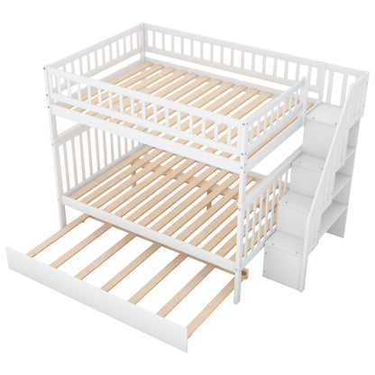 Full Over Full Bunk Bed - White Pine Frame for Bedroom