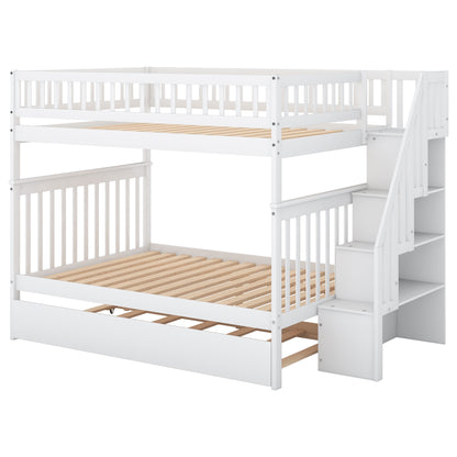 Full Over Full Bunk Bed - White Pine Frame for Bedroom