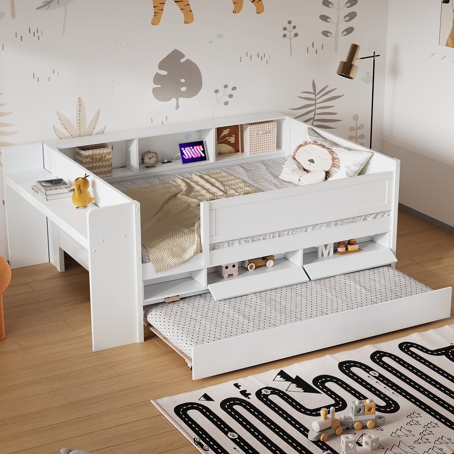 Twin Daybed with Trundle & Storage - White for Bedroom