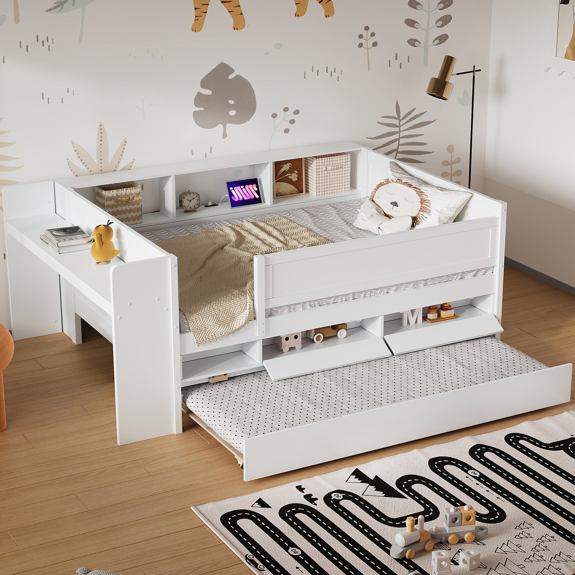 Twin Daybed with Trundle & Storage - White for Bedroom