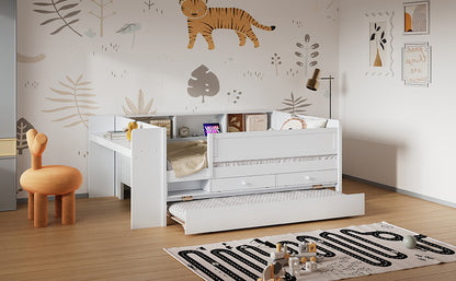 Twin Daybed with Trundle & Storage - White for Bedroom