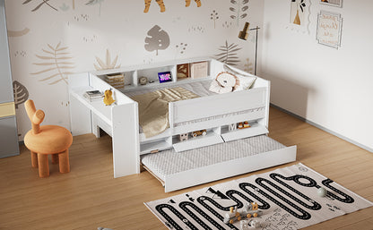 Twin Daybed with Trundle & Storage - White for Bedroom