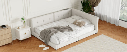 Upholstered Queen Bed - Beige Linen Comfort