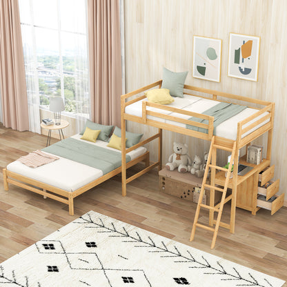 Twin Over Full Bunk Bed Natural Pine Frame