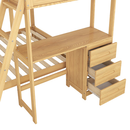 Twin Over Full Bunk Bed Natural Pine Frame