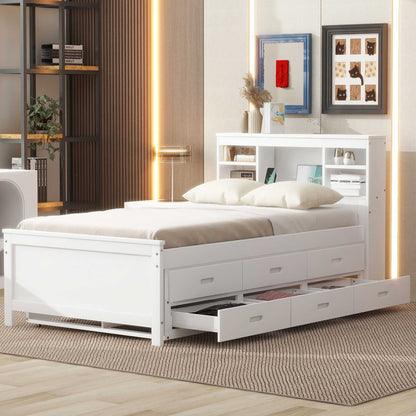Twin Size Platform Bed with Storage - White