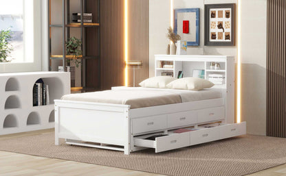 Twin Size Platform Bed with Storage - White