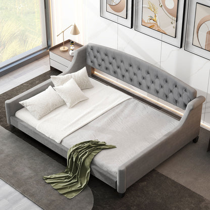 Full Gray Upholstered Daybed - Wood Frame