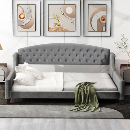 Full Gray Upholstered Daybed - Wood Frame