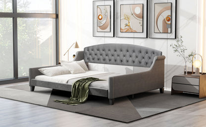 Full Gray Upholstered Daybed - Wood Frame
