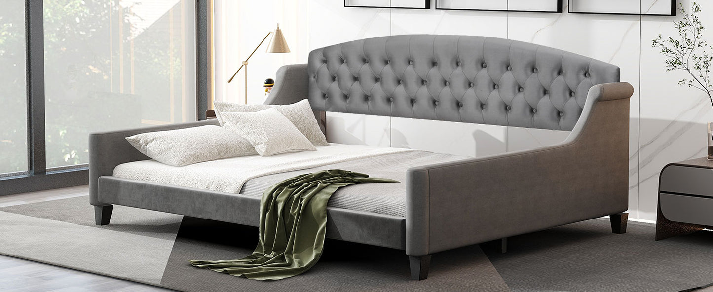Full Gray Upholstered Daybed - Wood Frame