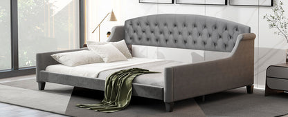 Full Gray Upholstered Daybed - Wood Frame